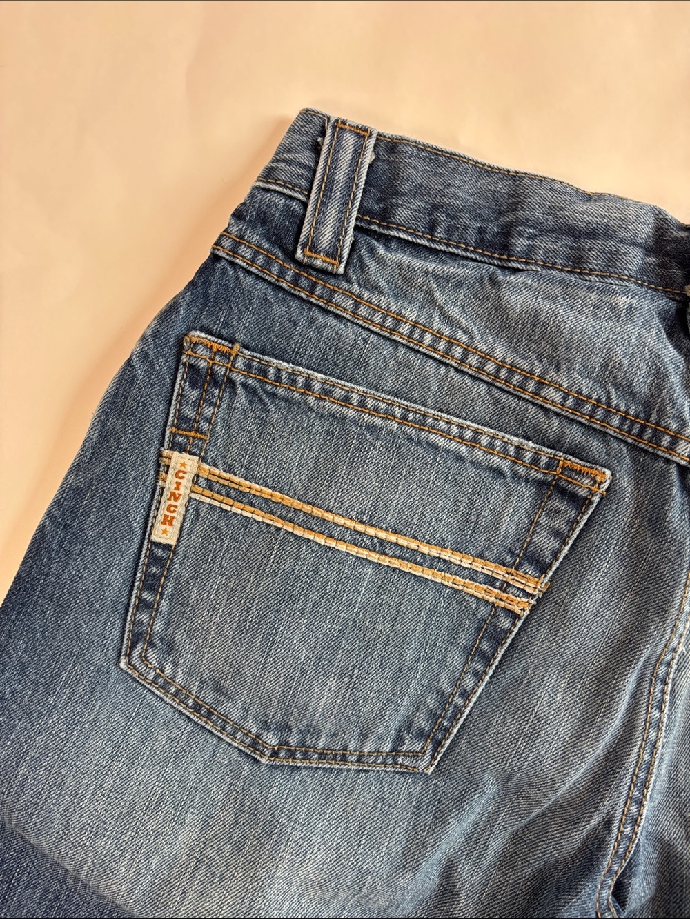 Cinch Carter Denim Jeans in Medium Blue with Contrast Stitching - Picture 14 of 15